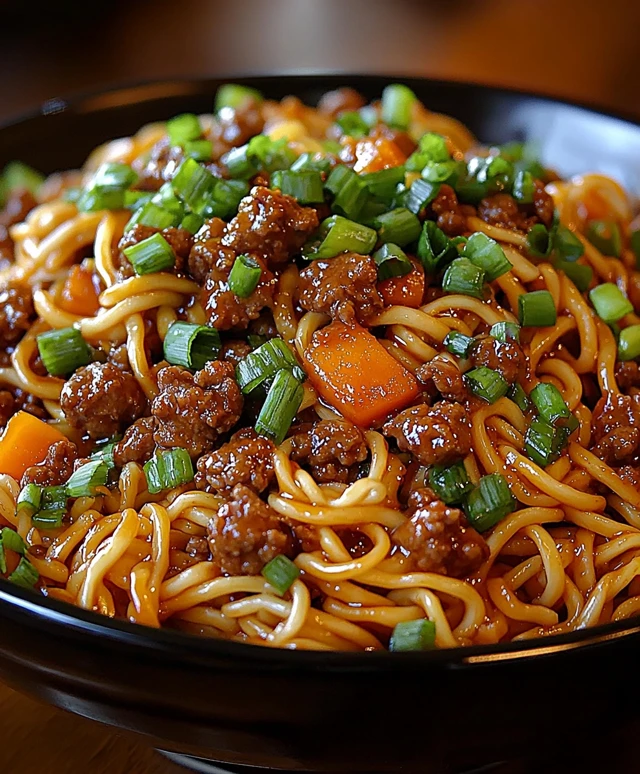 Mongolian Ground Beef Noodles