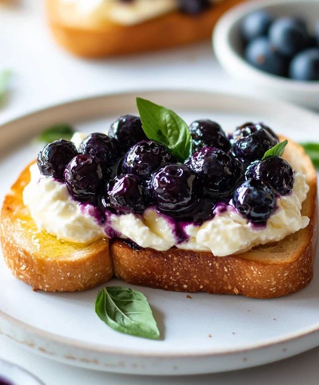 Blueberry toast with ricotta