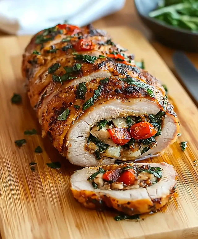 Stuffed pork fillet dish