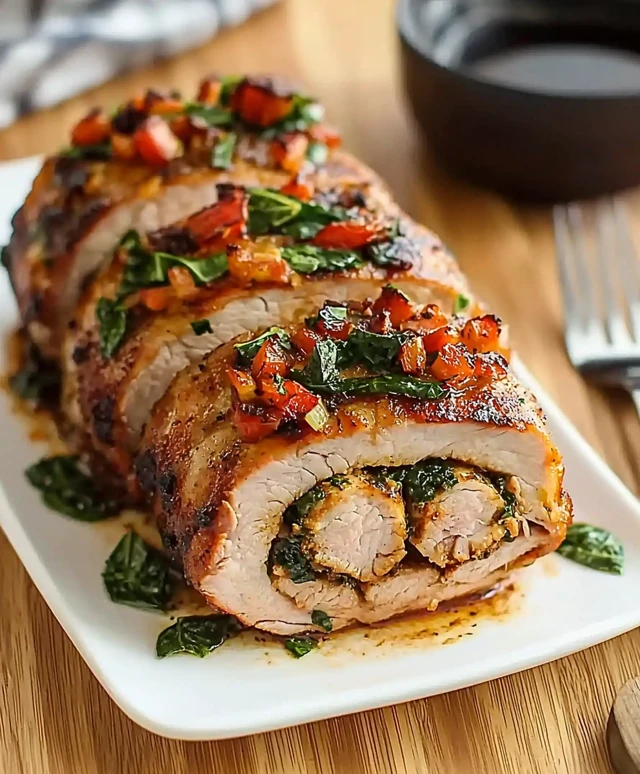 Stuffed pork fillet dish
