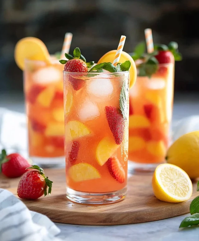 Peach Strawberry Lemonade Drink