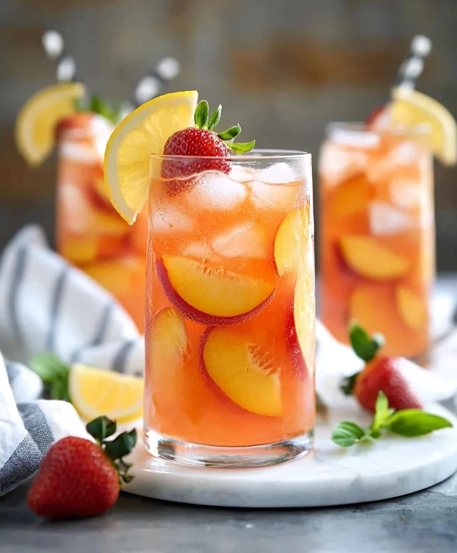 Peach Strawberry Lemonade Drink