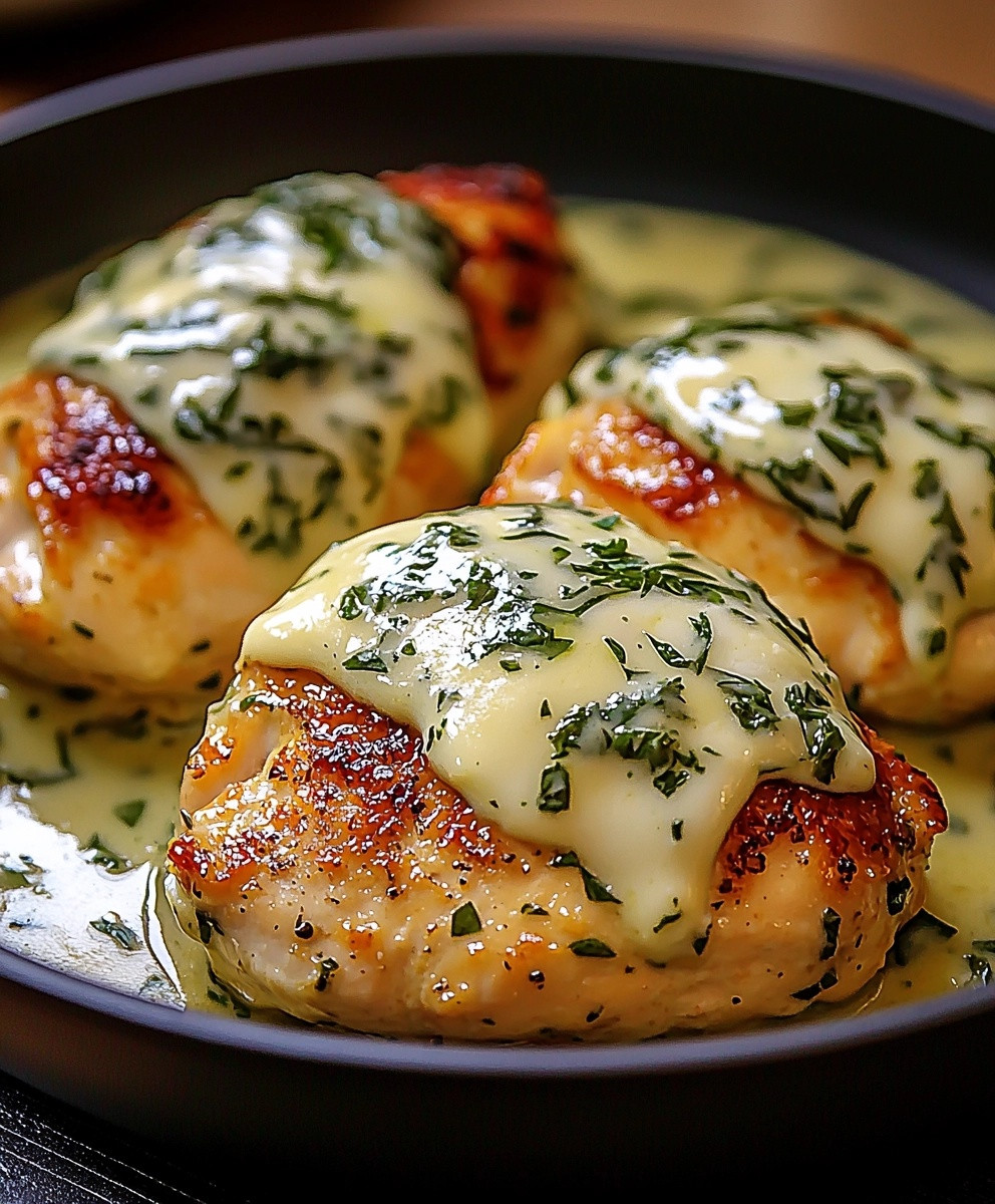 Mozzarella Chicken Basil Cream Sauce