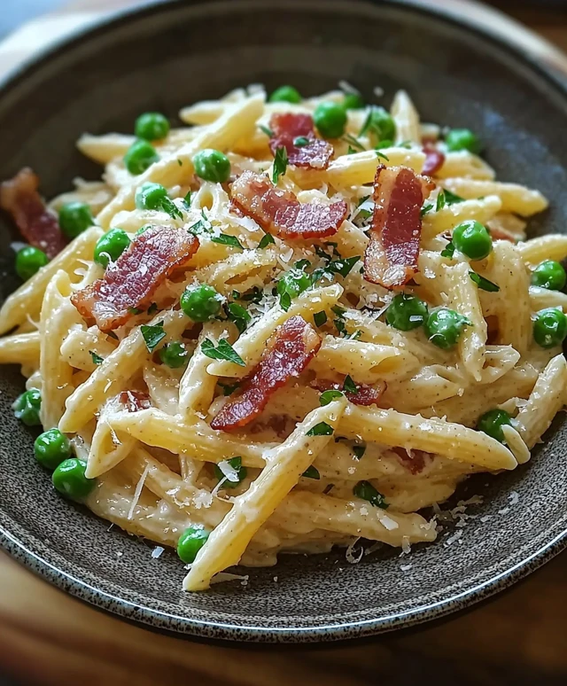 Creamy Bacon Pea Pasta