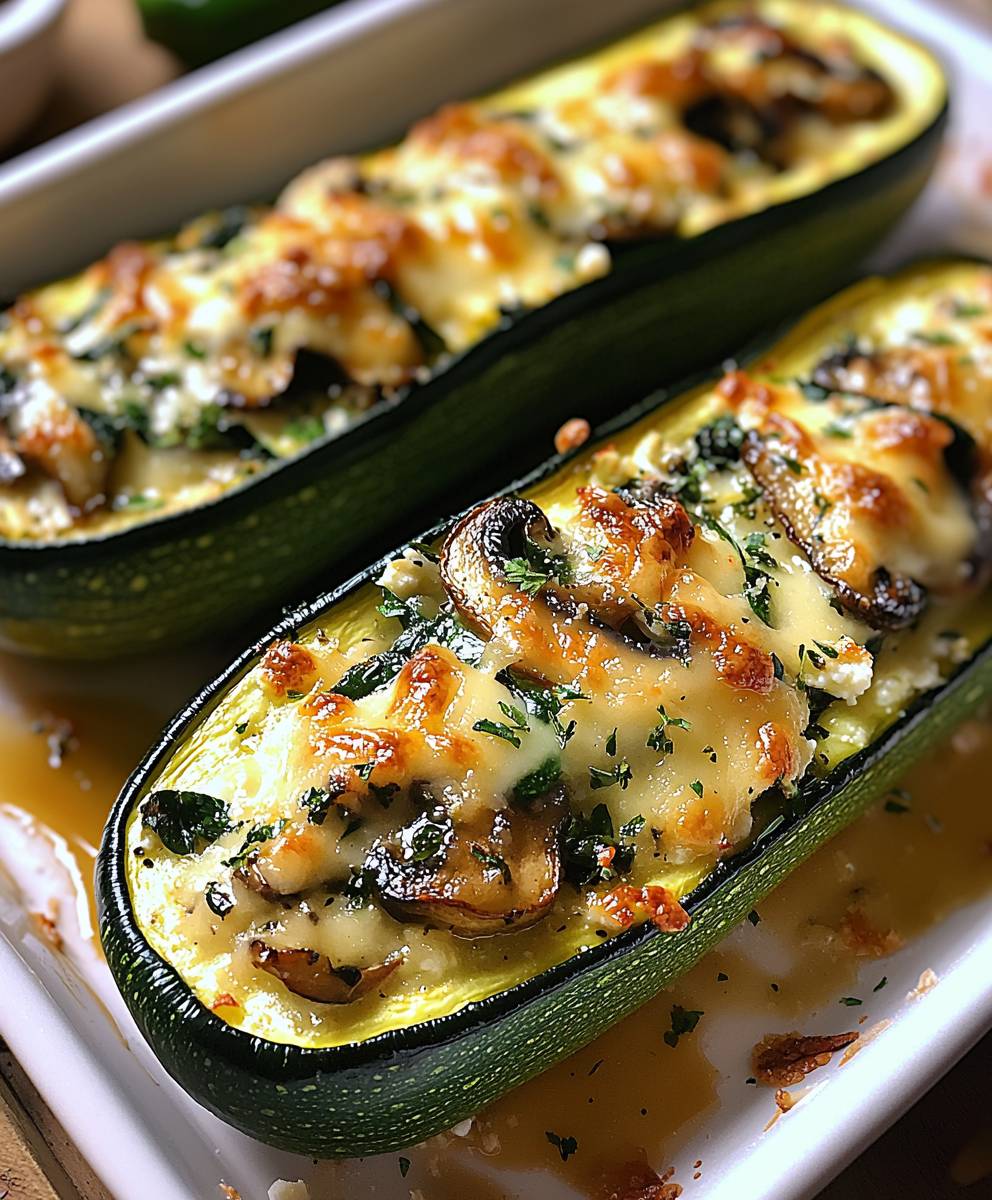 Stuffed Zucchini with Spinach