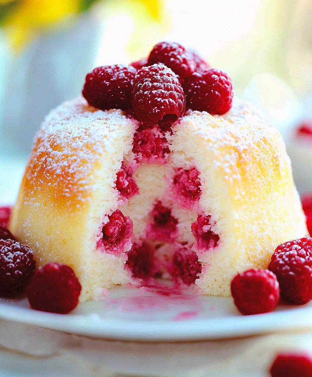 Raspberry angel food cake