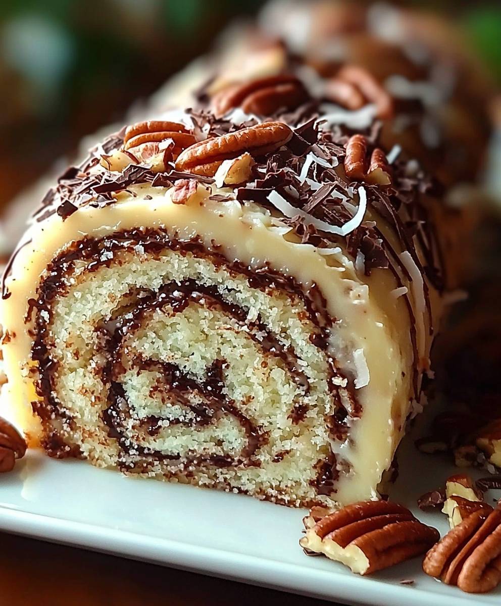 German Chocolate Roll Cake