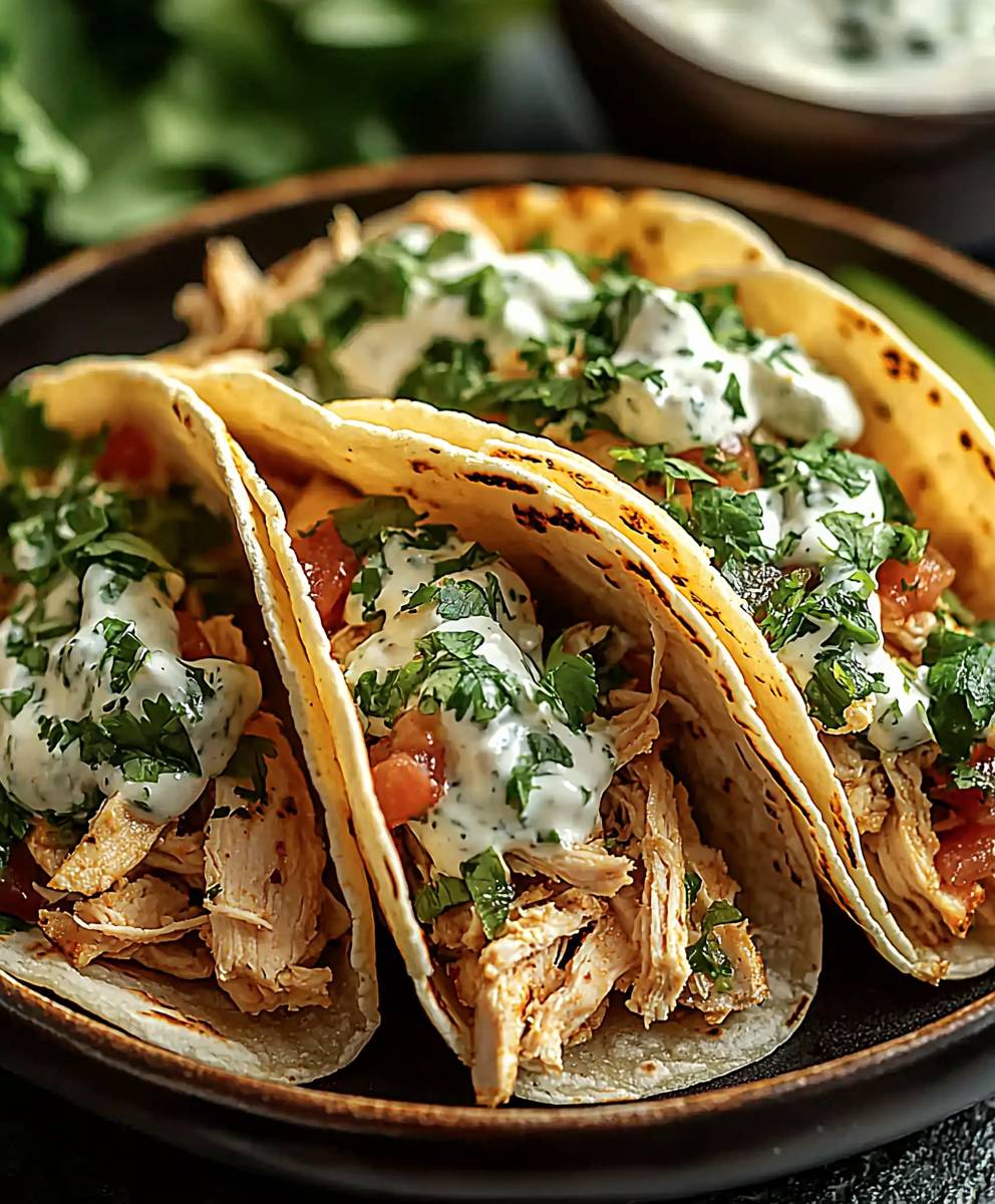 Chicken tacos chimichurri sauce