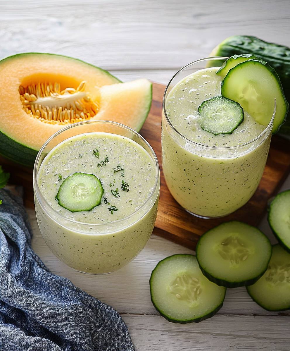 Vegan melon cucumber celery shake