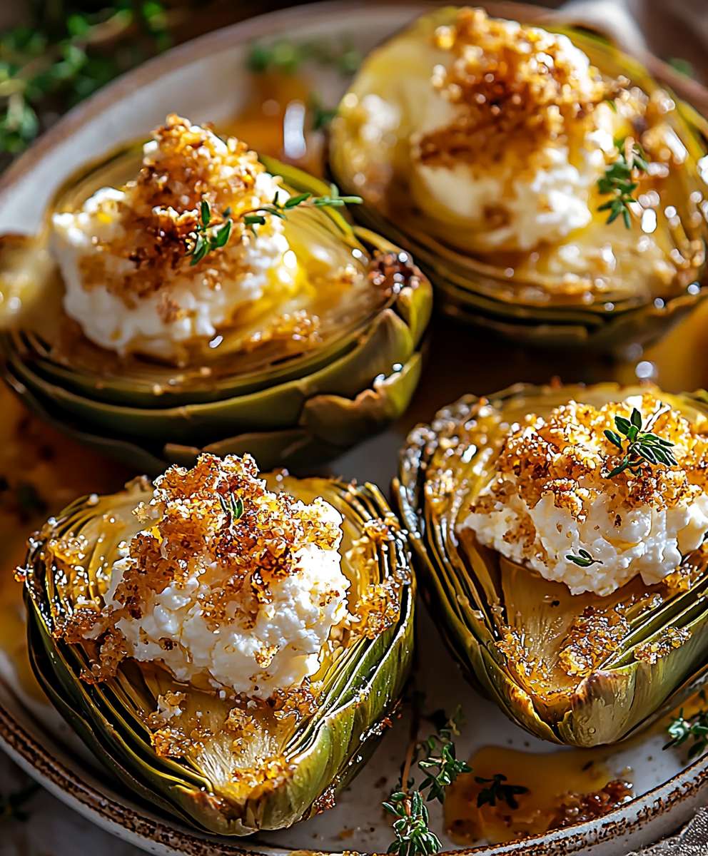 Baked Artichokes Honey Feta