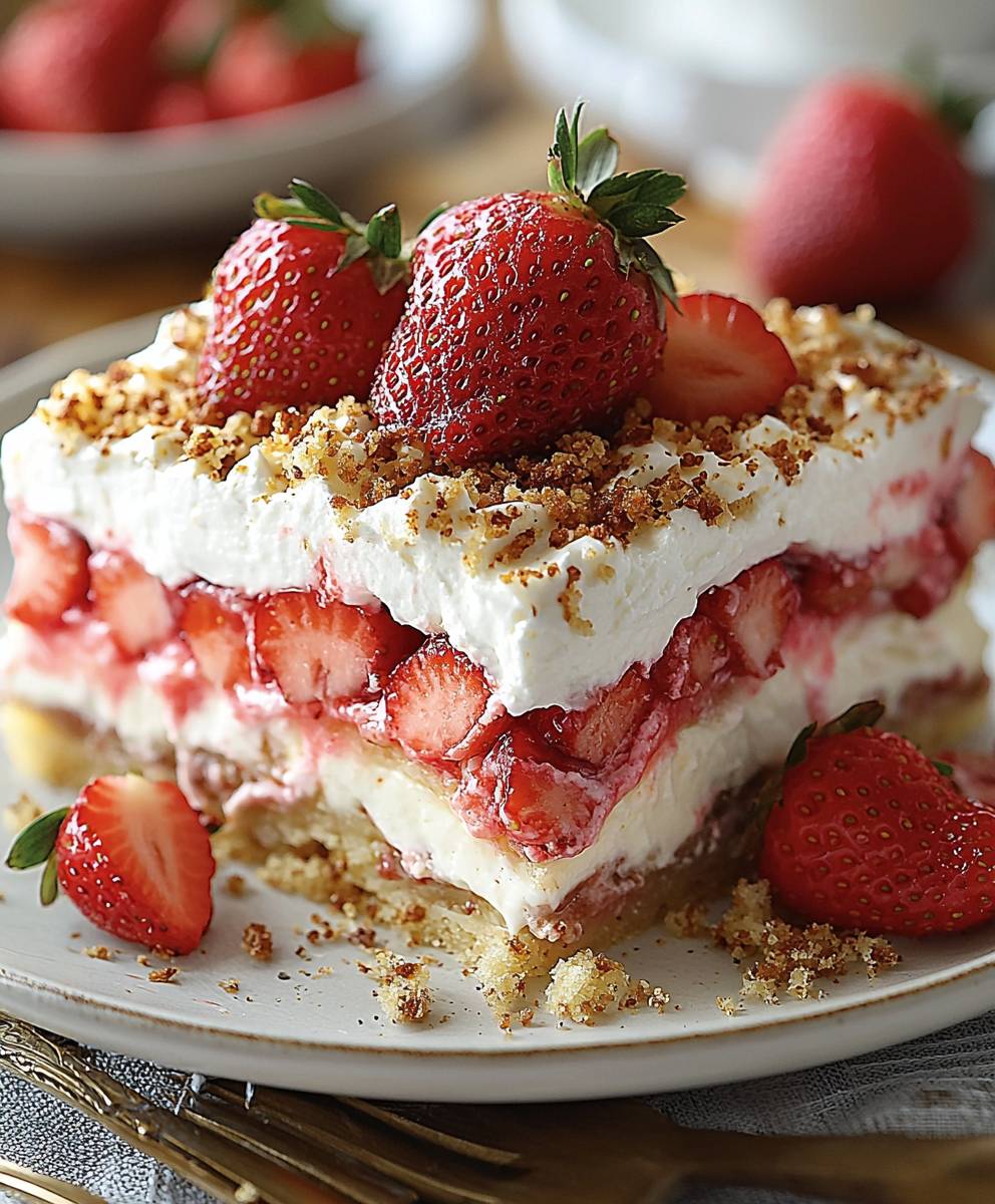 No Bake Strawberry Lasagna