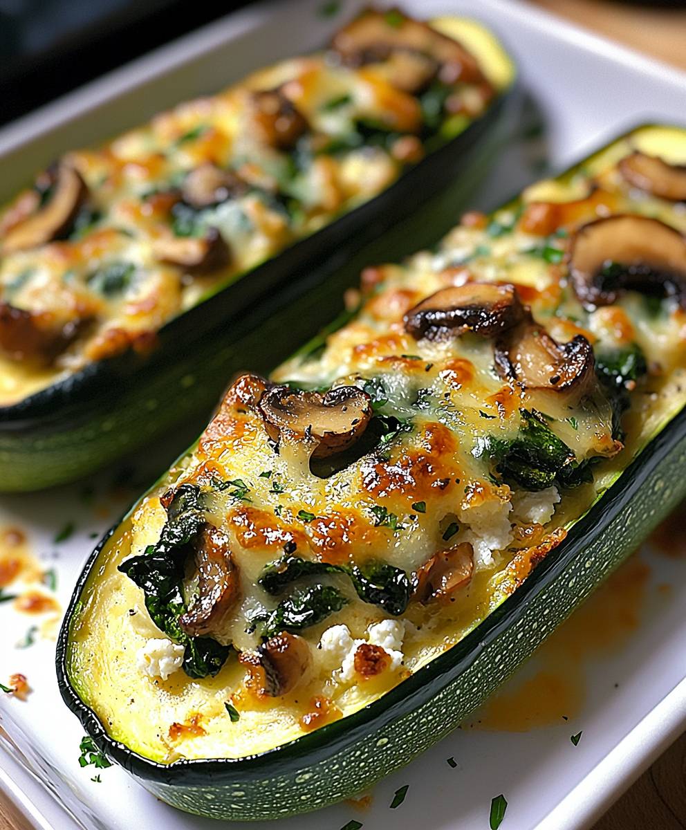 Stuffed Zucchini with Spinach