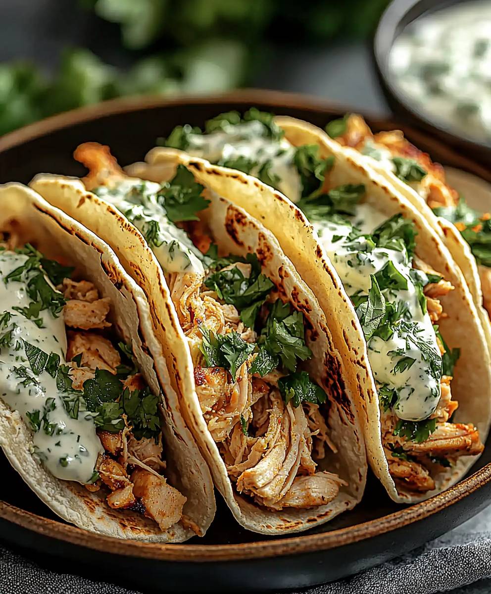 Chicken tacos chimichurri sauce