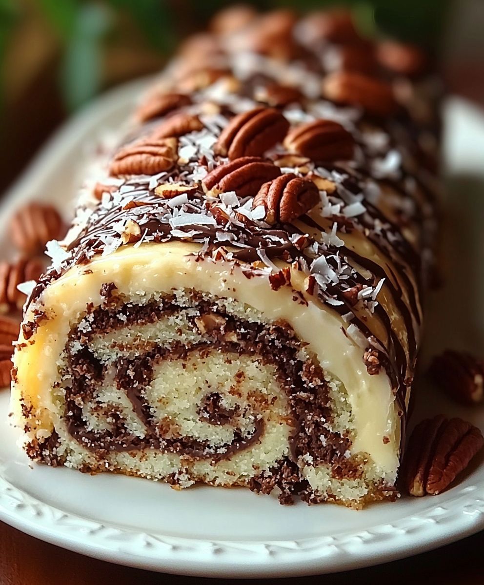 German Chocolate Roll Cake