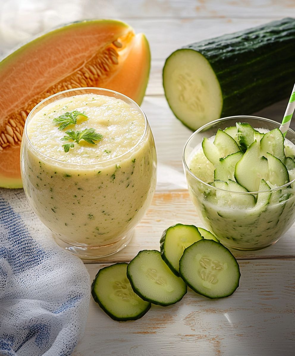 Vegan melon cucumber celery shake
