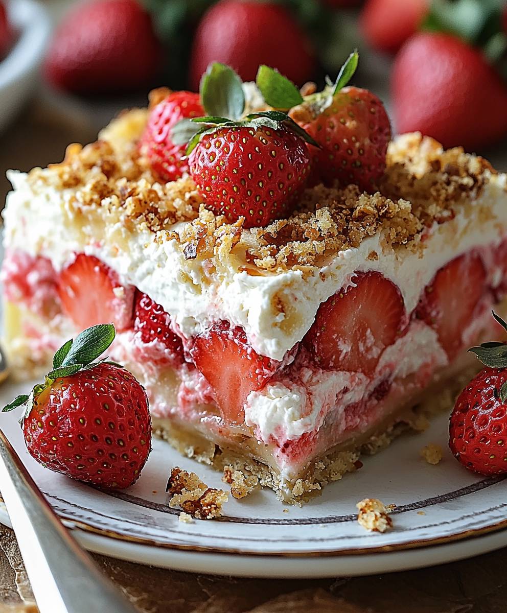 No Bake Strawberry Lasagna