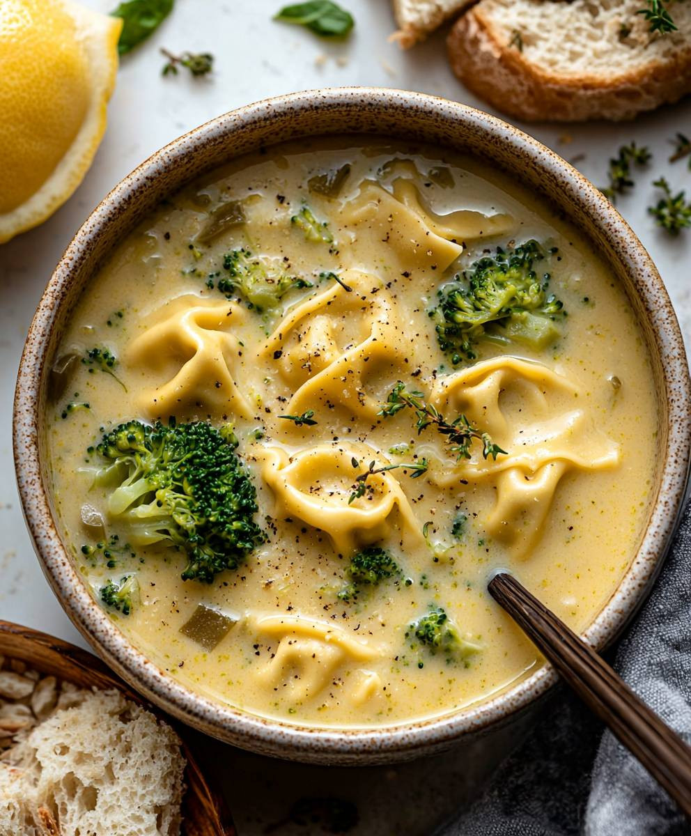 Lemon Broccoli Tortellini Soup