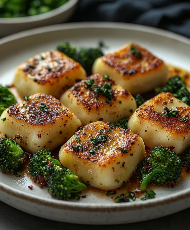 Crispy Broccoli Sausage Pierogies