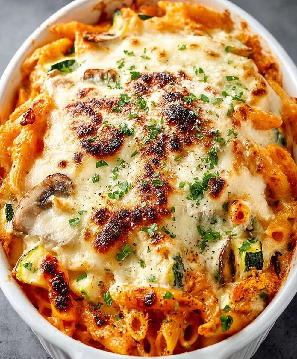 Baked Pasta Zucchini Mushrooms