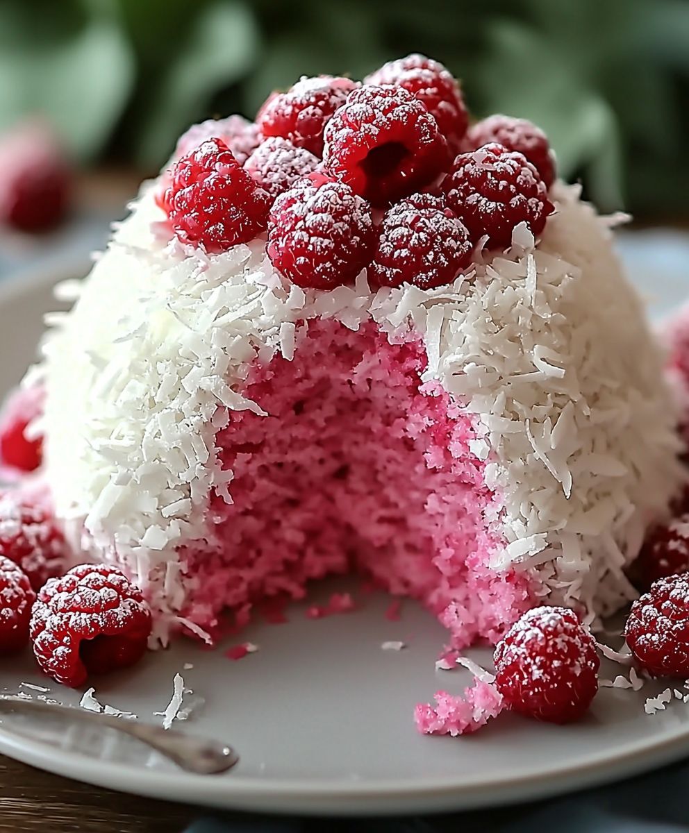 Raspberry Swirl Coconut Cake