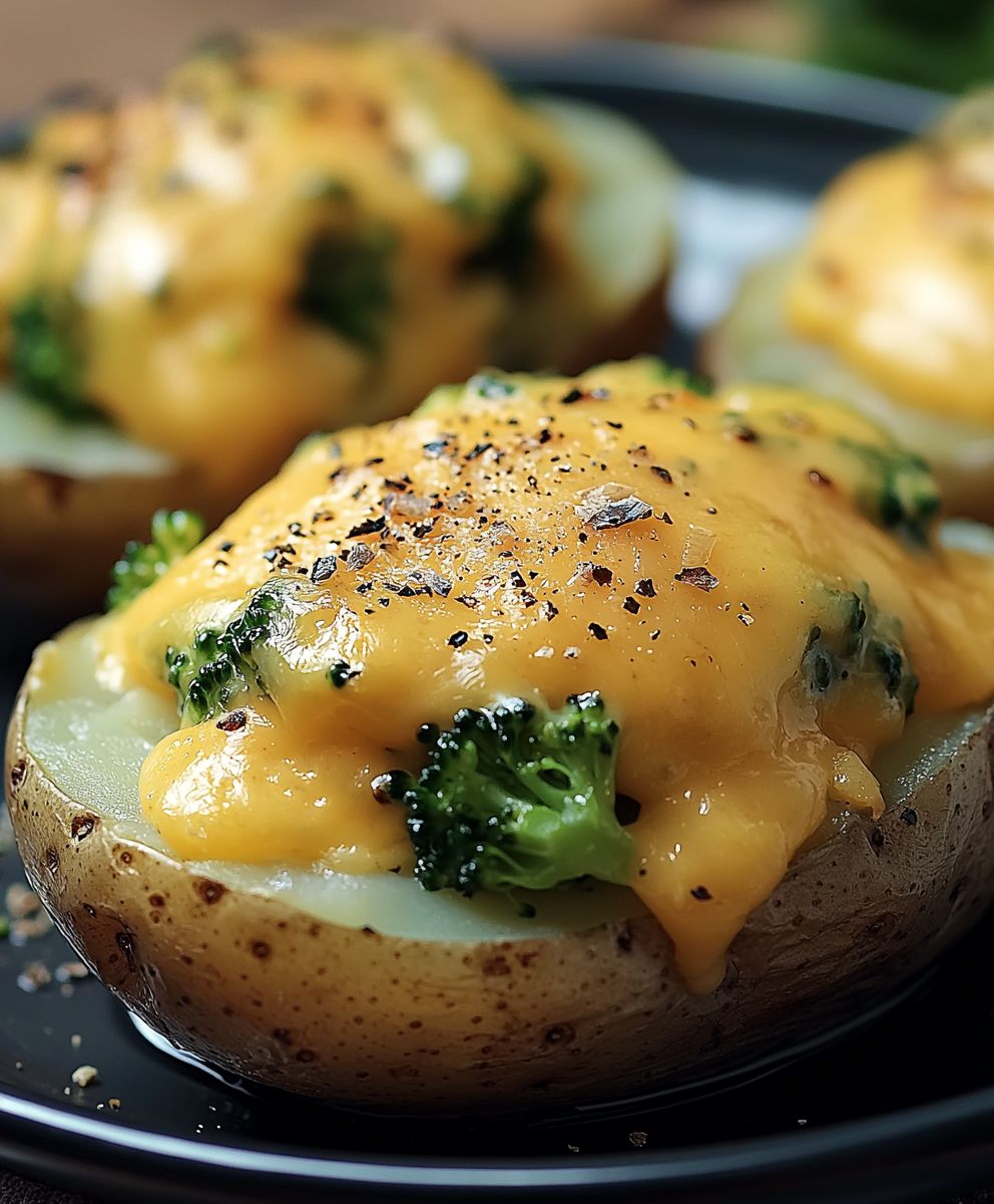 Cheesy broccoli baked potatoes