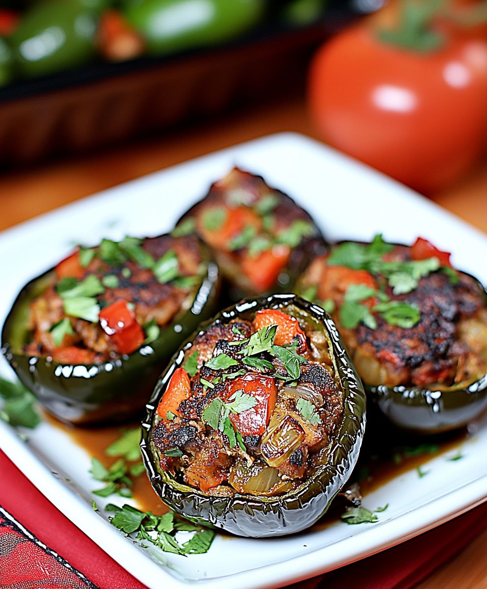 Brisket Stuffed Poblano Peppers