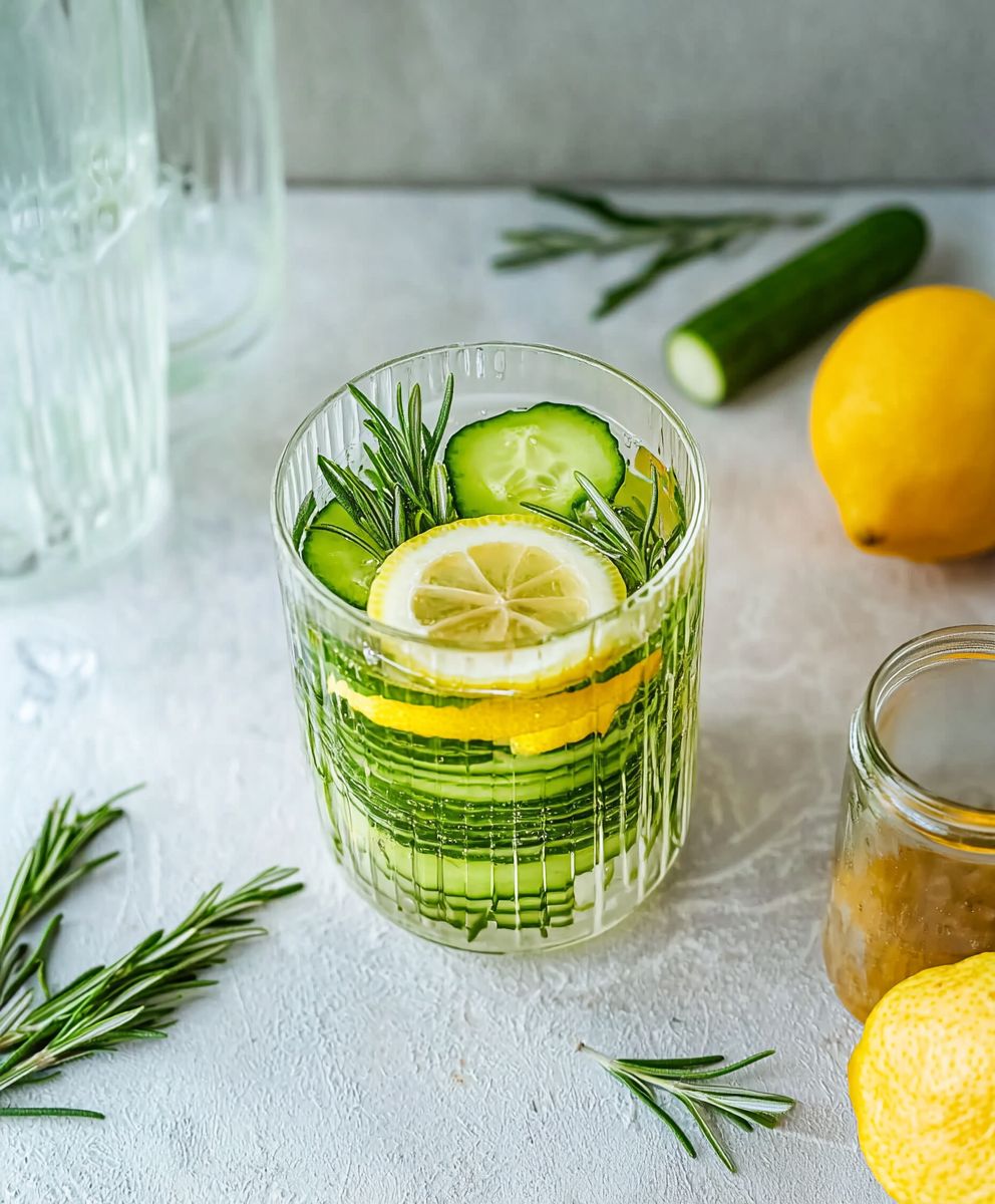 Detox water rosemary cucumber lemon