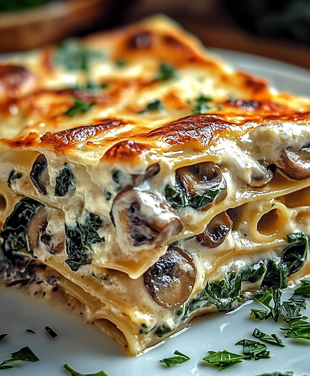 Spinach mushroom lasagna
