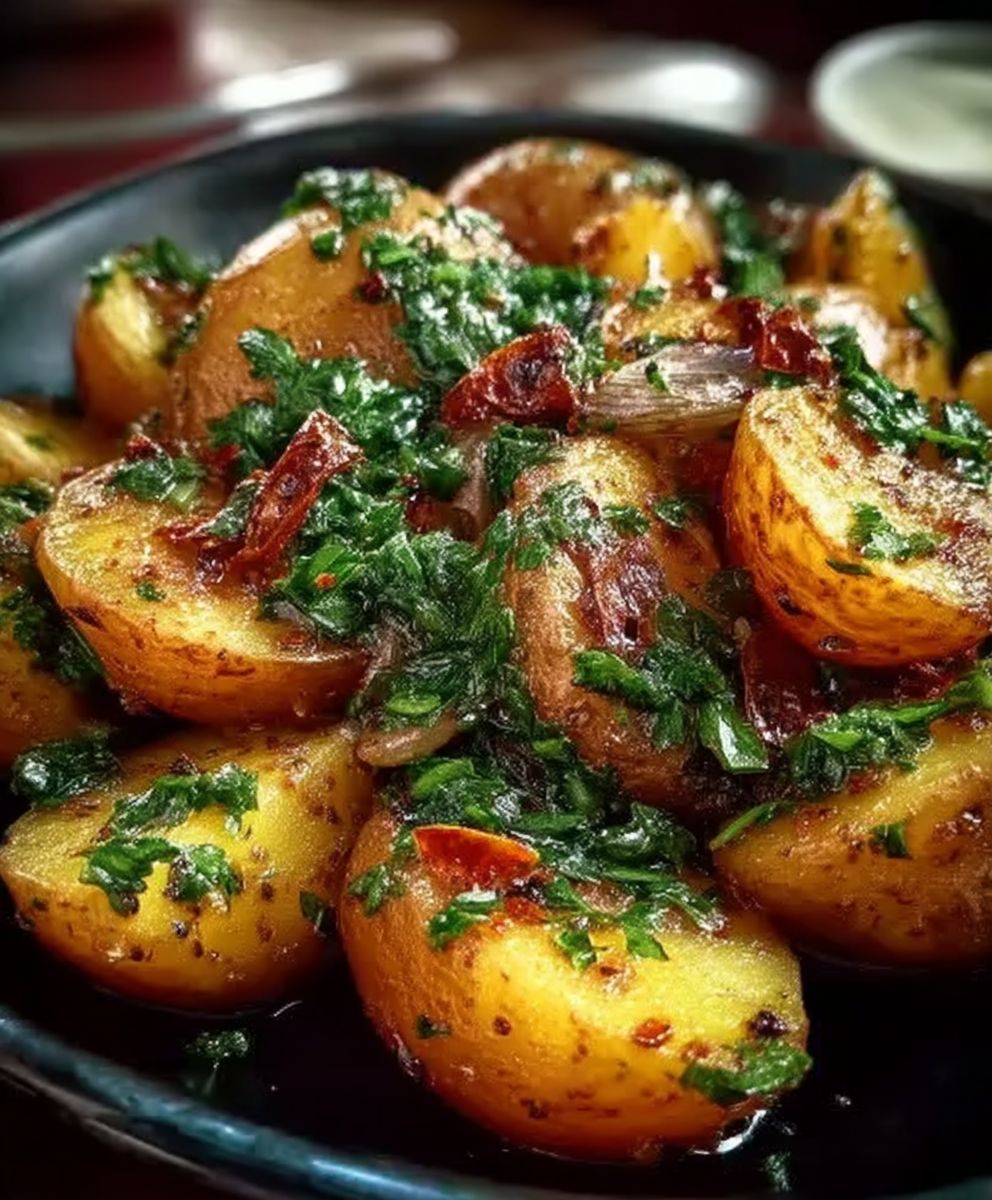 Garlic coriander potatoes