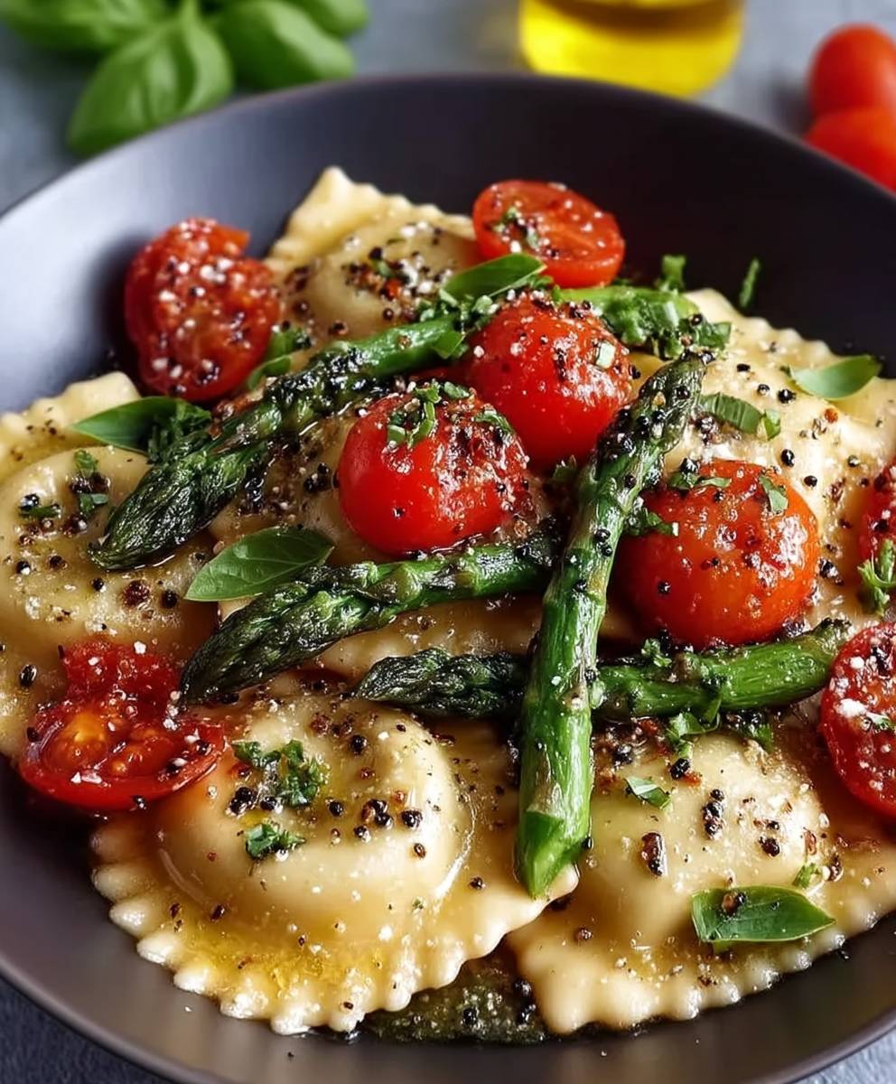 Ravioli with Tomatoes Asparagus
