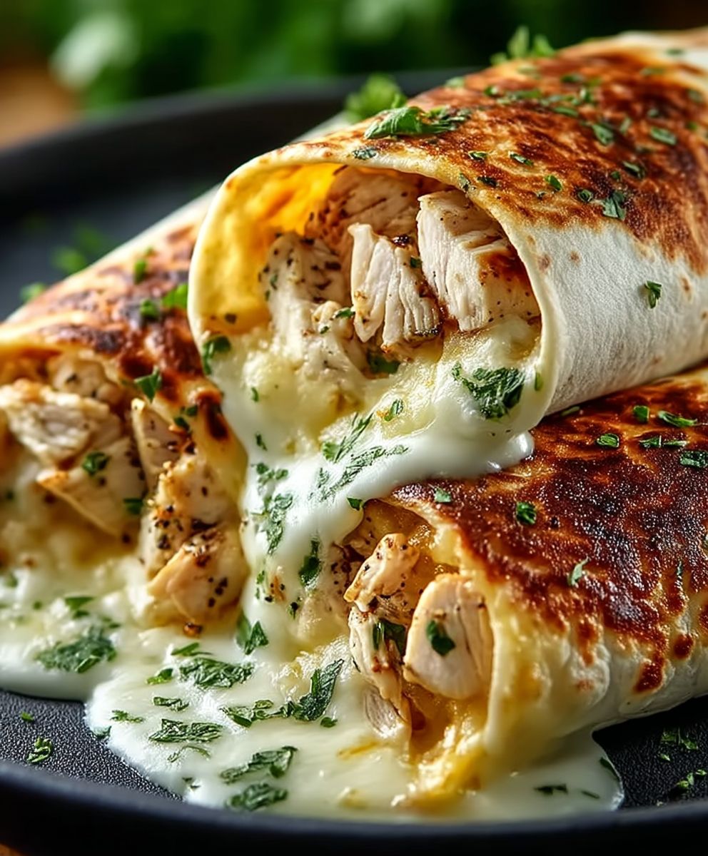 Cheesy Garlic Chicken Wraps