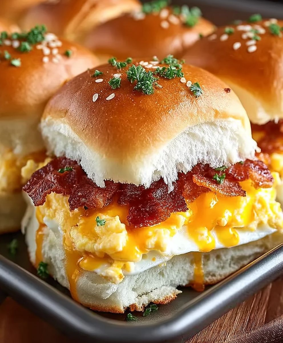 Breakfast sliders bacon egg cheese