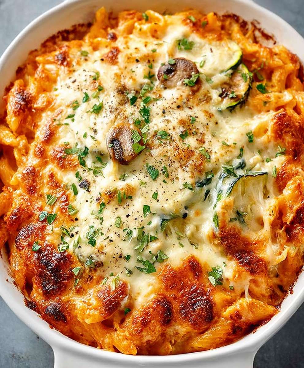 Baked Pasta Zucchini Mushrooms