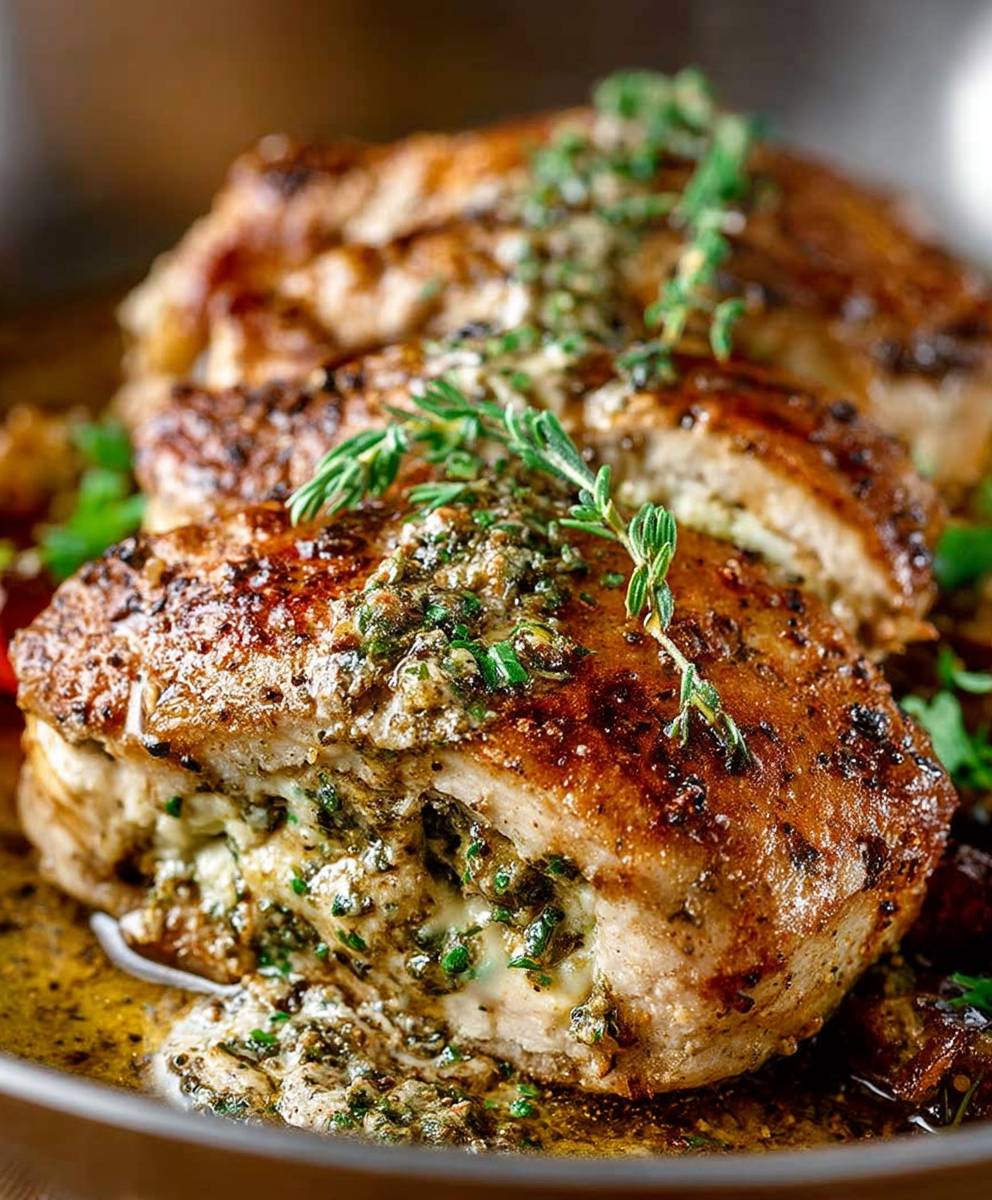 Pesto Stuffed Pork Chops