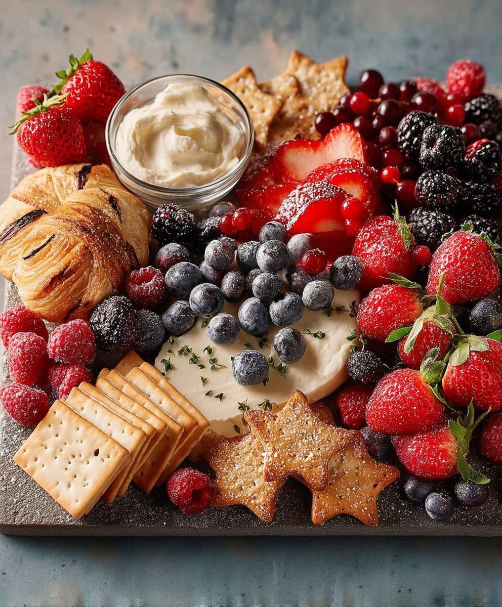Berries cream charcuterie board