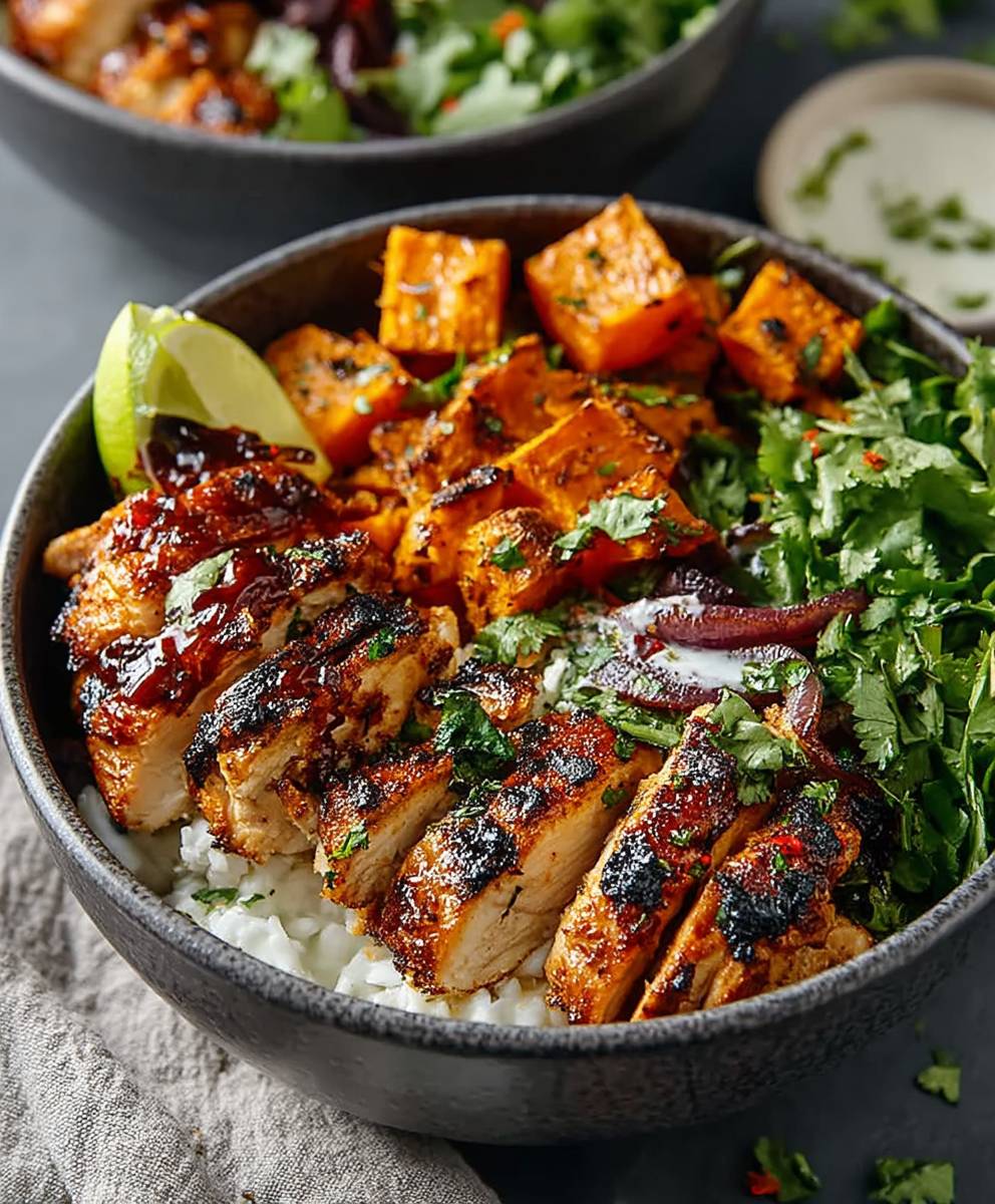 BBQ Chicken Sweet Potato Bowls