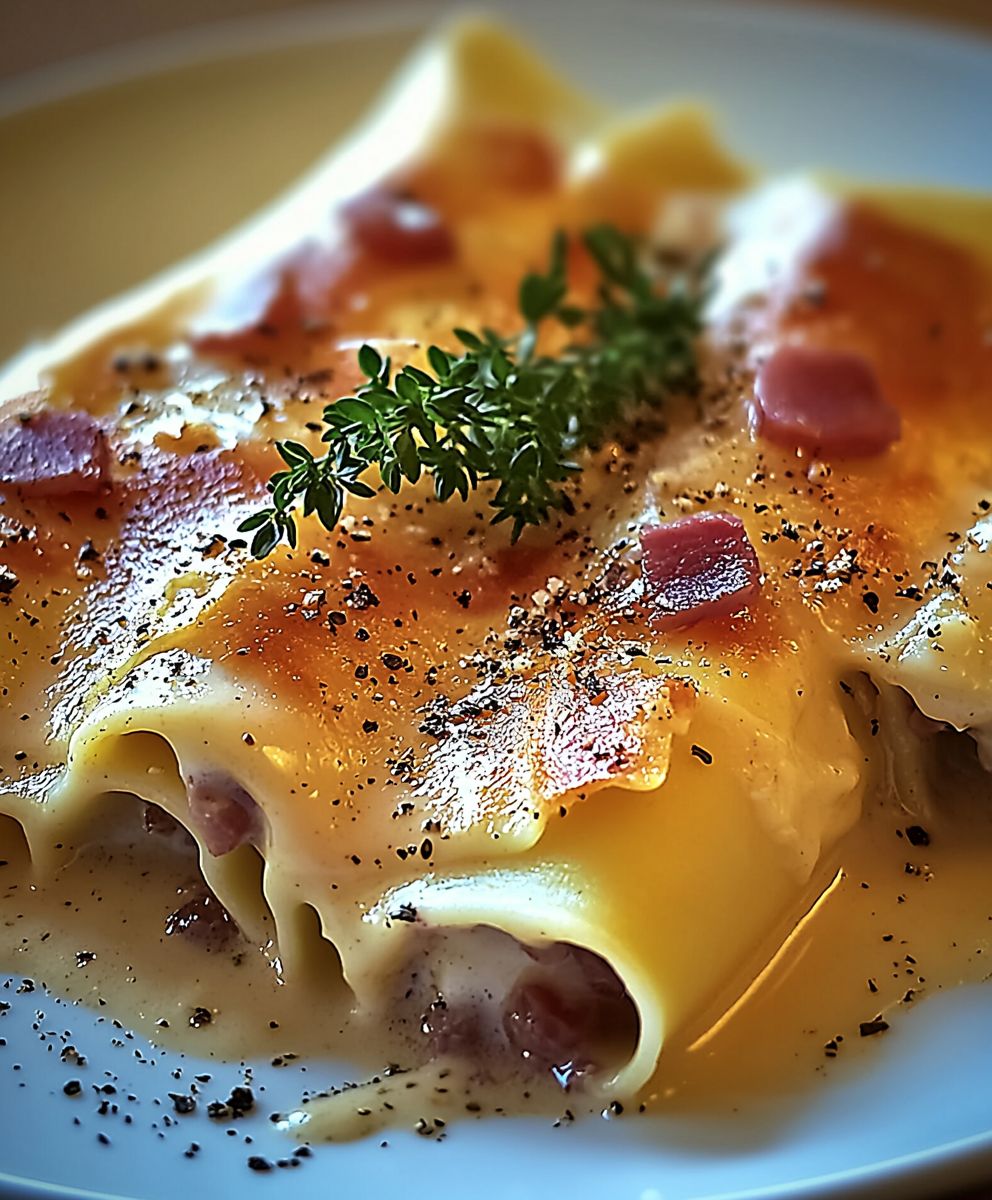 Cannelloni ham creamy sauce