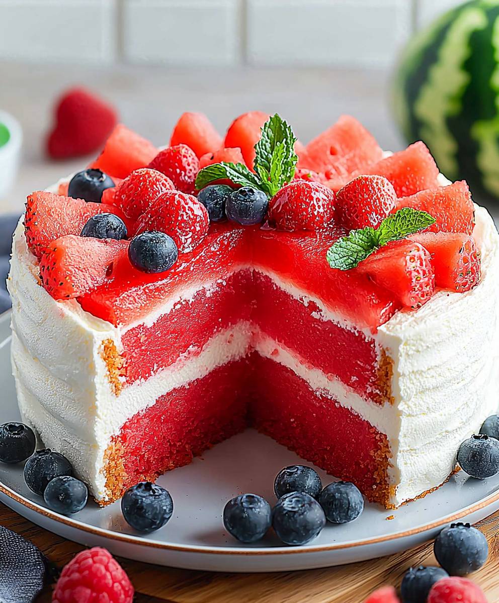 Watermelon cake summer dessert