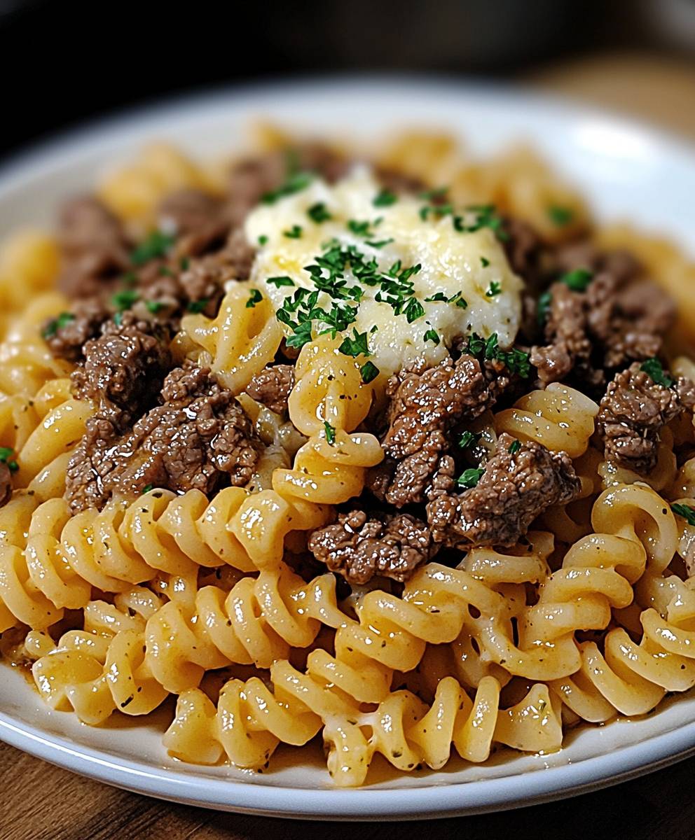 Garlic Butter Beef Rotini