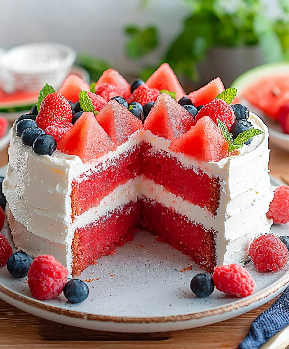 Watermelon cake summer dessert