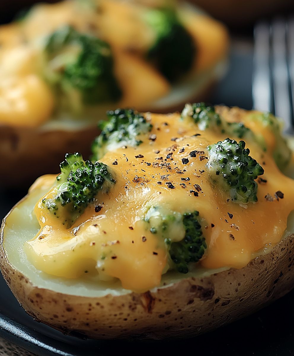 Cheesy broccoli baked potatoes