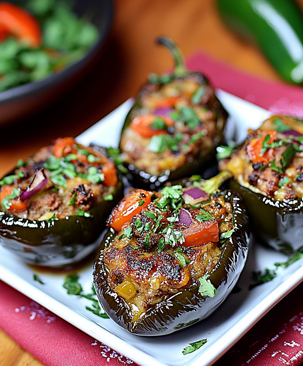 Brisket Stuffed Poblano Peppers