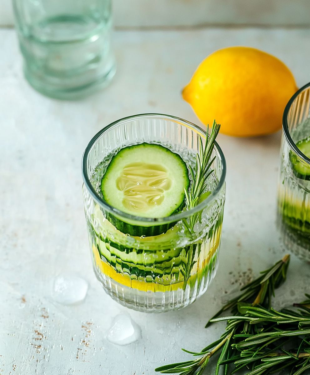 Detox water rosemary cucumber lemon