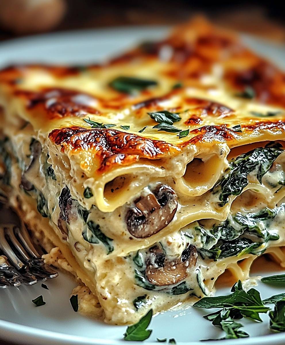 Spinach mushroom lasagna