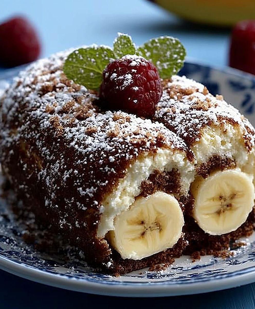 Banana split sponge roll