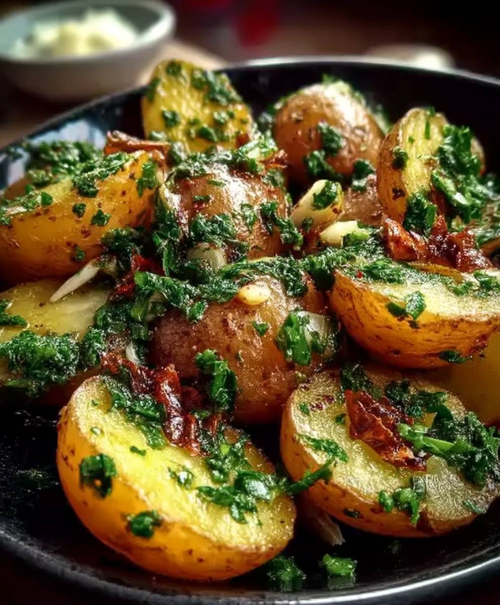 Garlic coriander potatoes
