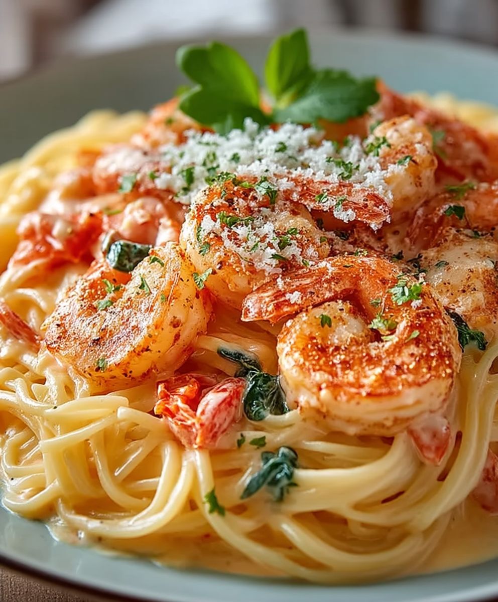 Shrimp pasta tomato wine sauce