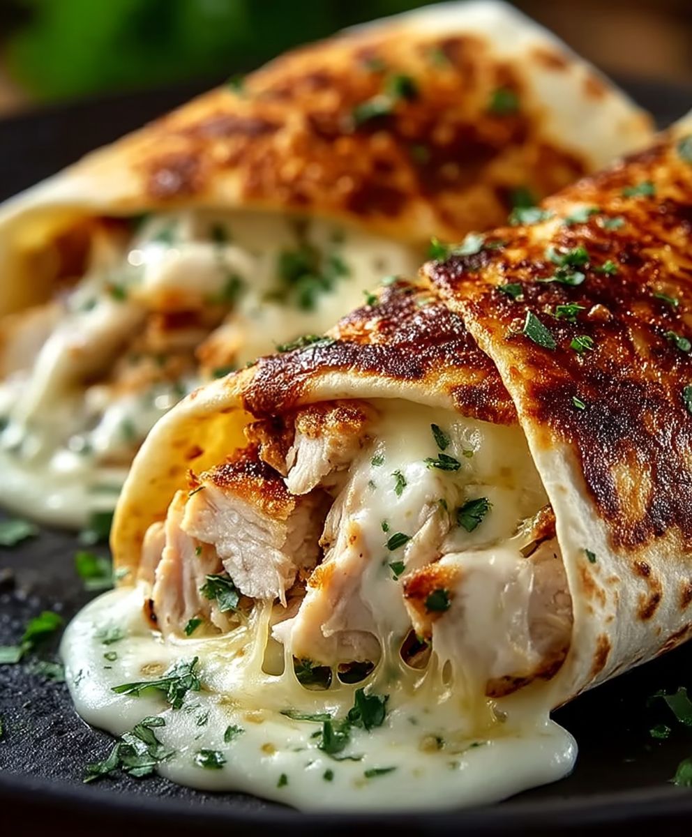 Cheesy Garlic Chicken Wraps