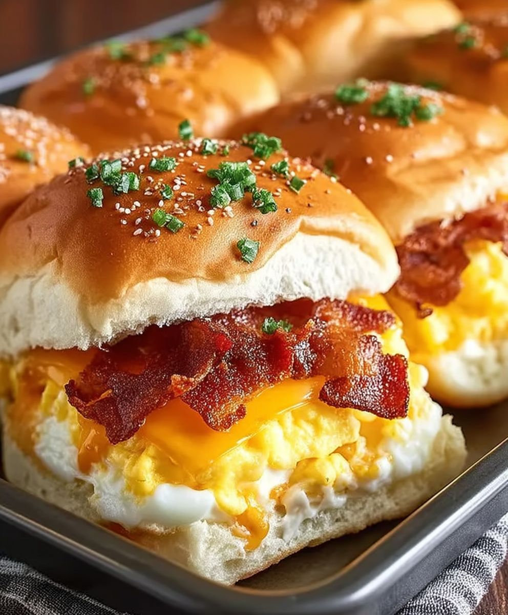 Breakfast sliders bacon egg cheese