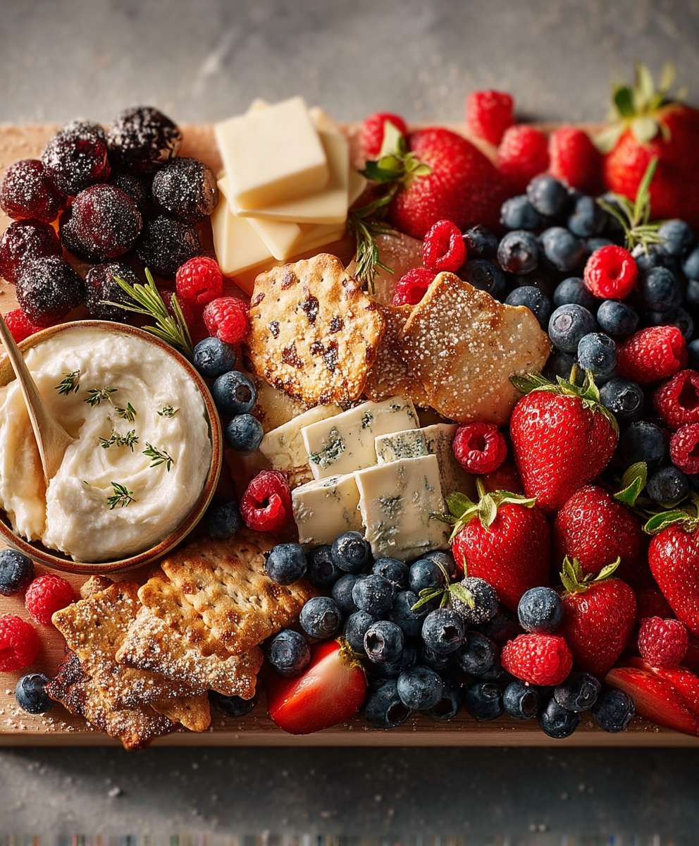 Berries cream charcuterie board